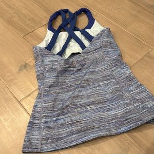 Blue lululemon workout exercise top with built in bra